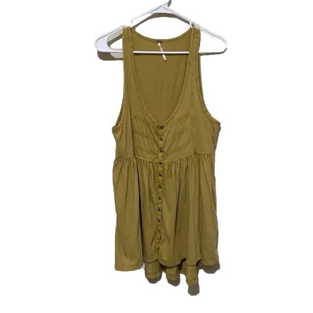 Free People Brooke Tunic Top Yellow Size XS Babydoll Sleeveless Festival - Picture 3 of 8